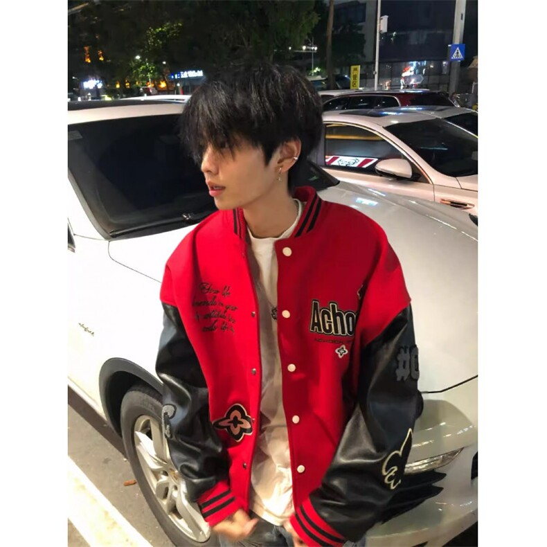 1506/QMY4180/P67潮美式高街徽章刺绣字母棒球服重磅宽松慵懒风，女装职业装，星座1506