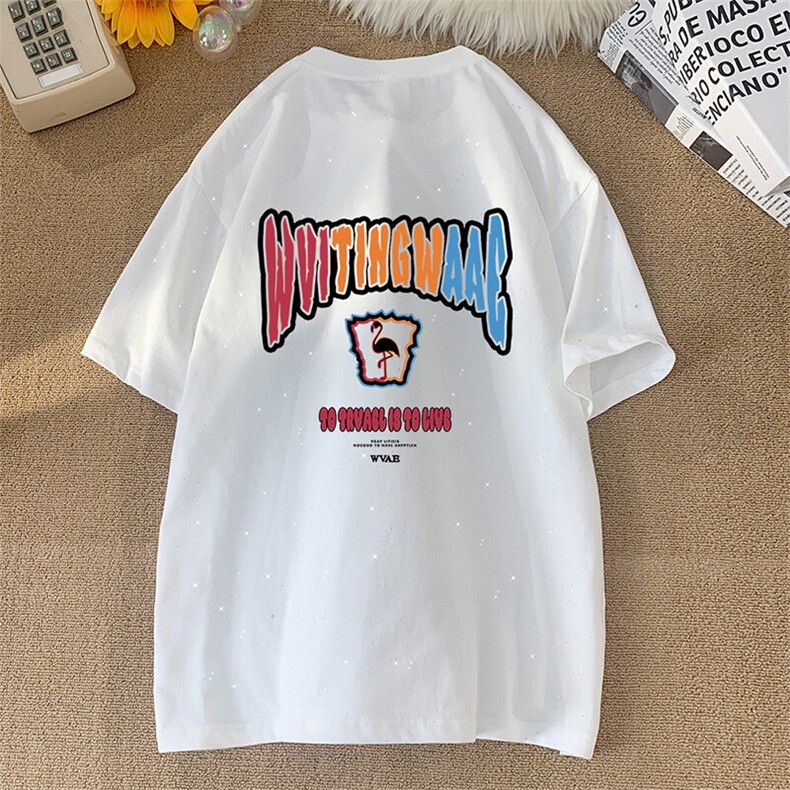 可48小时发货支持抖音得物来样二开美式满天星亮片短袖T恤MTX660,男装T恤,电商A486