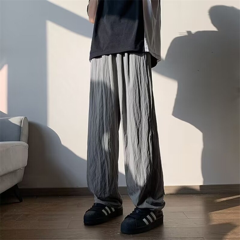 vibe风潮褶皱冰丝裤子禅意新中式休闲男裤夏季薄款山本风阔腿裤,男装休闲裤,星座1013