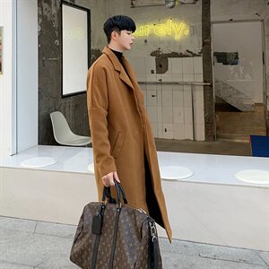 2020冬款毛呢大衣长款呢大衣男韩版长款拉风休闲呢大衣 D271P125图片