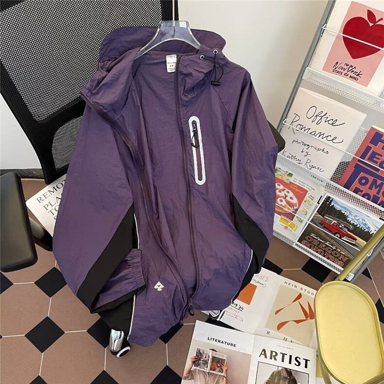 夏季薄款防晒衣男女韩版潮拼色百搭宽松2024新款ins外套W5821-P49，男装防晒衣，星座412-2