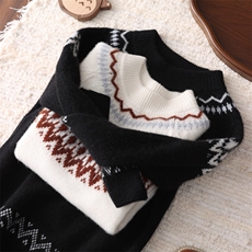 2025年秋季新款加厚绞花费尔岛针织羊绒上衣时尚休闲通勤百搭，童装儿童羊绒衫，联起羊绒