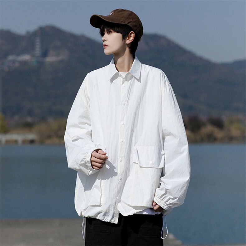 8XL-M轻薄透气防晒衬衫廓形外套大码夏季冰丝多口袋衬衣JK5203P50,男装夹克,电商B238