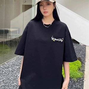 网图现货  美式复古刺绣圆领宽松潮流T恤男女8150/特P30图片