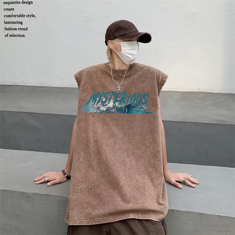 数据超好水洗宽松无袖背心韩版ins风潮牌背心517A-2-WX009-P35,男装背心/马甲,星座517A-2