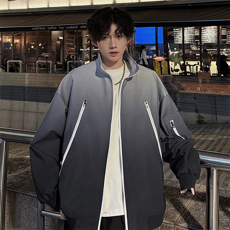 特批P58无差价春新渐变大码翻领夹克男ootd防泼水冲锋衣外套J2672，男装夹克，电商A001