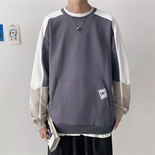 秋季新款潮流上衣圆领贴标袋鼠口袋宽松男士休闲卫衣CYWY8859-P30，男装卫衣，电商A128