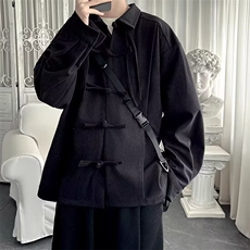 新中式风长袖衬衫男大码宽松休闲汉服唐装外套J215-P50，男装衬衫，星座1105-3