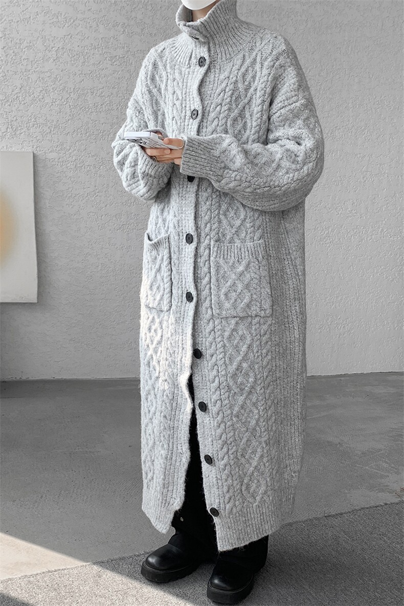8XL-M慵懒风长款毛衣开衫外套秋冬过膝休闲针织衫MY1217P120控158,男装针织衫/毛衣,电商D206-1
