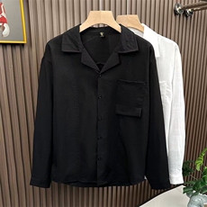 长袖衬衫男慵懒风简约高街休闲百搭衬衣外套7933P48，男装衬衫，星座410-2