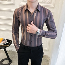312A-5-275-P55长袖高级感秋季休闲英伦发型师韩版纯色男士衬衣，男装衬衫，星座312A-5