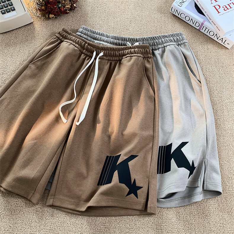 B239-1503-P39控价59创意字母K休闲运动短裤男五分裤港风平铺图，男装休闲裤，星座514-2(原B239)