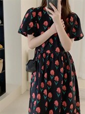 韩风小花连衣裙，女装连衣裙，欧妮卡蒂蔓