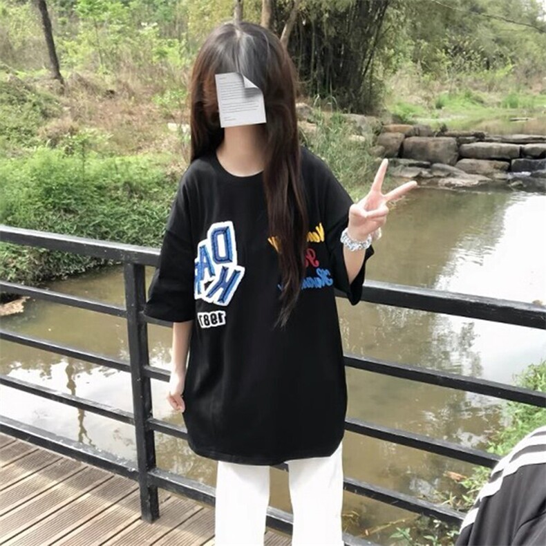 万针全刺绣工艺抖音得物高品质260克重磅纯棉双纱美式高街短袖T恤,男装T恤,电商A486-1