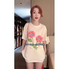 H0585-P35立体花朵设计感小众短袖T恤，女装T恤，星座617A-2