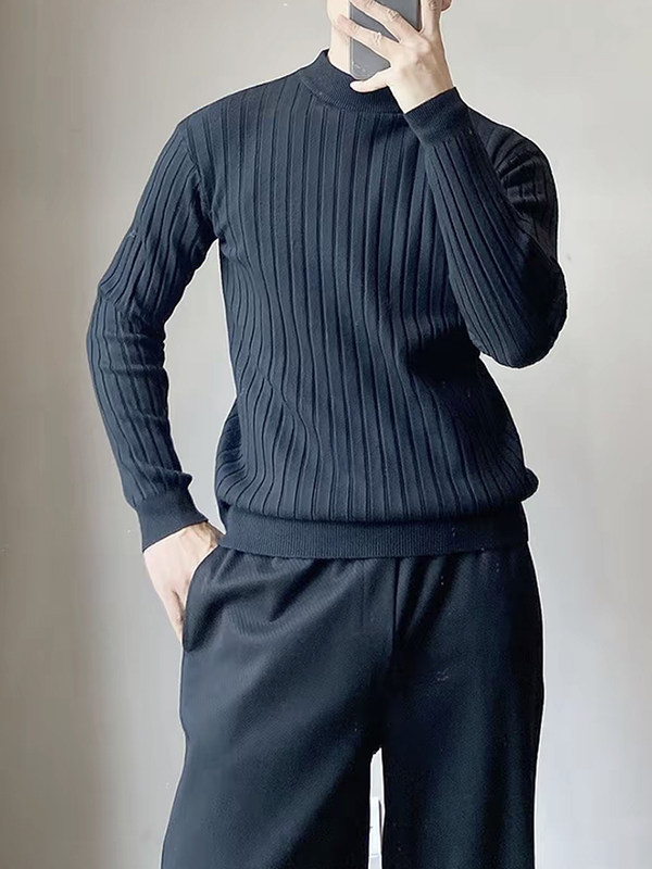 半高领毛衣针织打底衫条纹纯色C6661-P50,男装T恤,星座1012-1