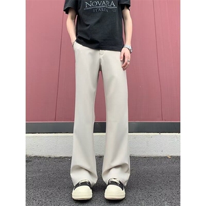 黑色弹力微喇西裤男款夏季美式cleanfit裤子垂感高级感弯刀裤图片