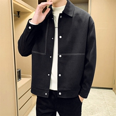 男新款呢子大衣秋冬妮子毛呢拼色宽松夹克外套A236-JK-5037-P135，男装夹克，电商A236