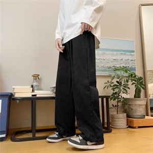 男秋季新款港风休闲裤日系原宿风直筒宽松阔腿裤子SK113P30图片