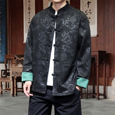 男士外套麂皮绒印花夹克盘扣立领唐装风XZ1512-2507-P85，男装夹克，星座1512