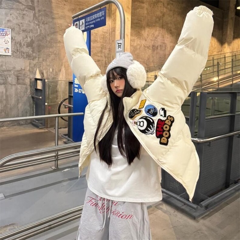 美式复古高街印花立领棉衣棉服男冬季加厚宽松保暖面包服外套,男装棉衣,星座1210-1