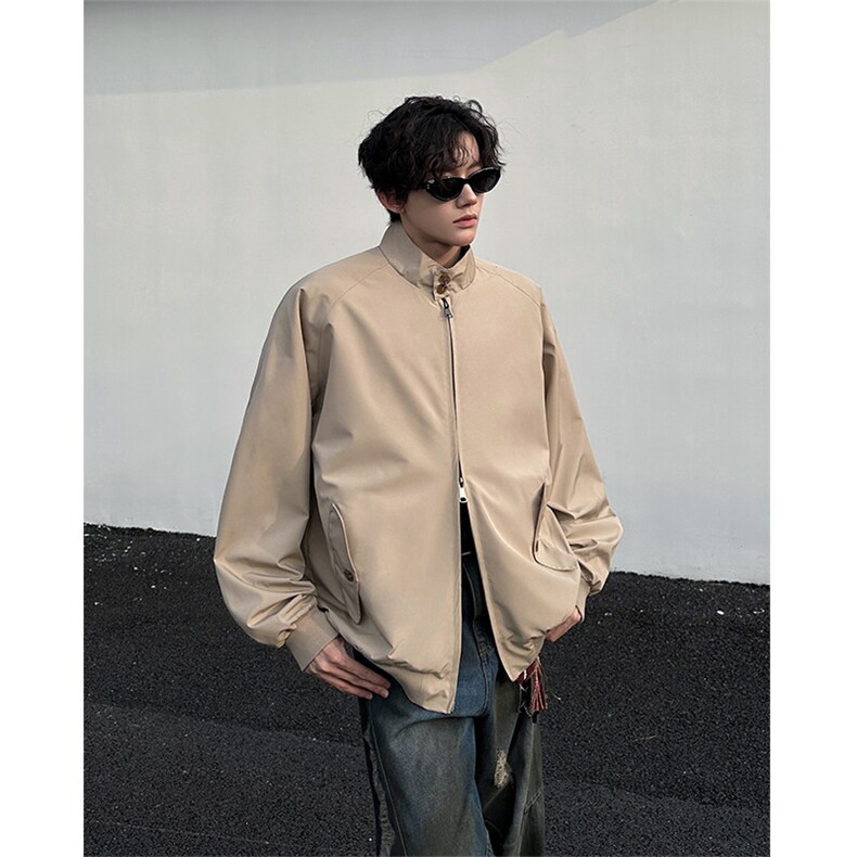 8XL-M美式复古棒球服外套男特大码潮牌双拉链立领夹克衫JK005P85,男装夹克,电商B312