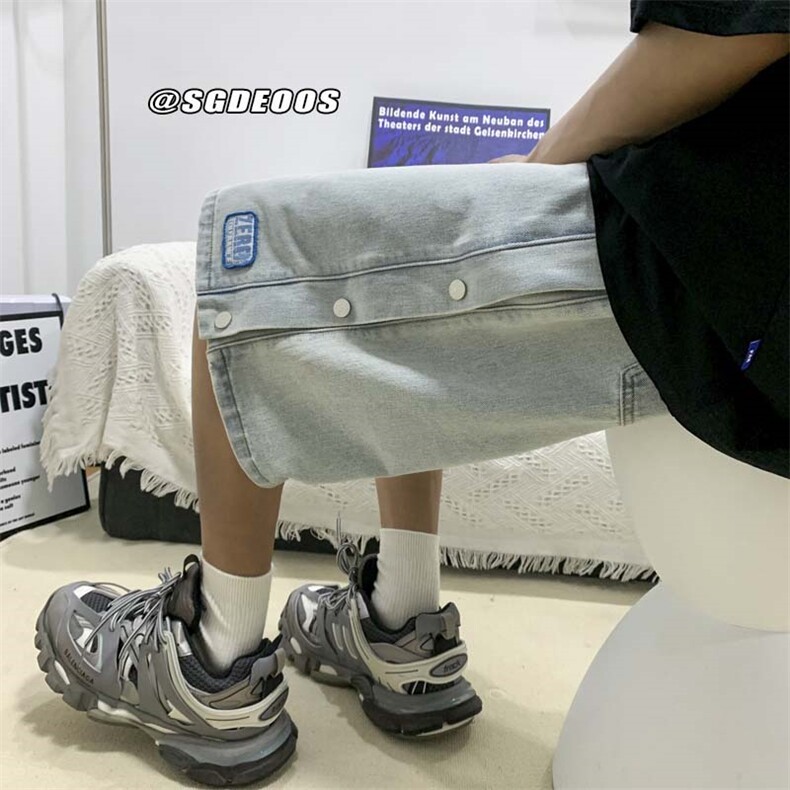 夏季牛仔短裤排扣潮牌百搭宽松休闲五分裤313A-1-NZ003-P45 控58图片