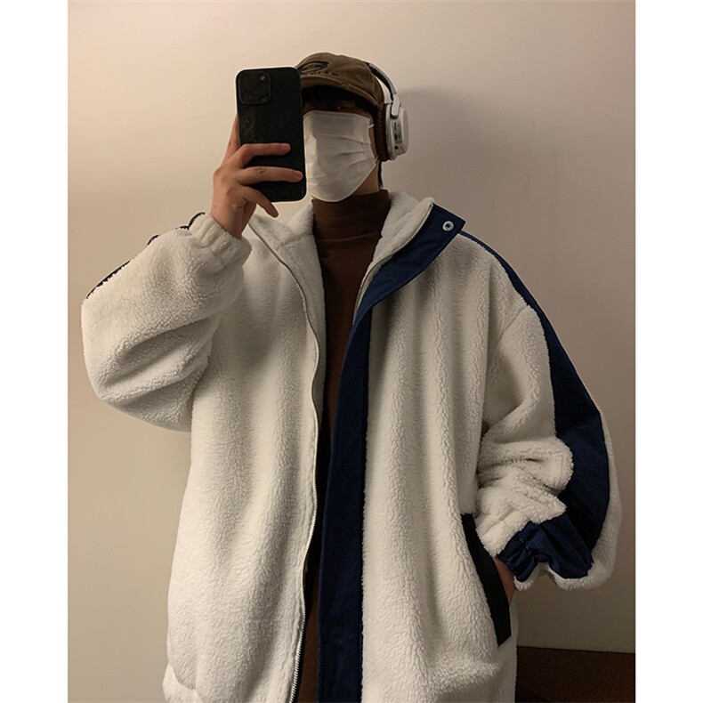 秋冬新款加厚羊羔绒外套男潮牌痞帅宽松休闲棉衣-A1440TP90控145,男装棉衣,电商B241