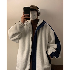 秋冬新款加厚羊羔绒外套男潮牌痞帅宽松休闲棉衣-A1440TP90控145，男装棉衣，电商B241