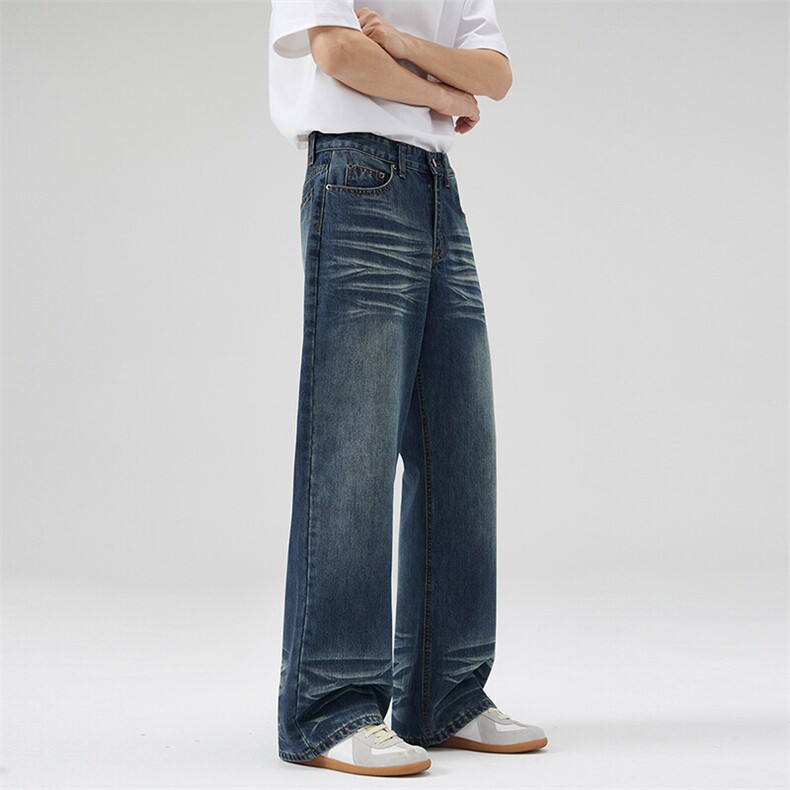 美式高街微喇水洗牛仔裤潮流宽松休闲裤A161-K2050-P60控98元,男装休闲裤,电商A161