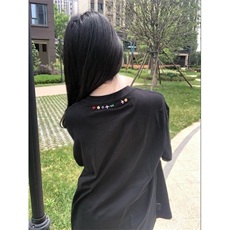H0897-P35推荐#全绣花学院风情侣款短袖T恤，女装T恤，星座617A-2