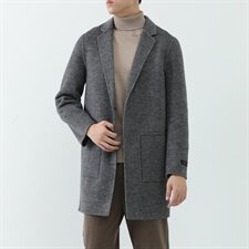 真模阿尔巴卡中长款双面羊绒暗纹西装领毛呢大衣Y9967P360控498，男装毛呢大衣，电商D230