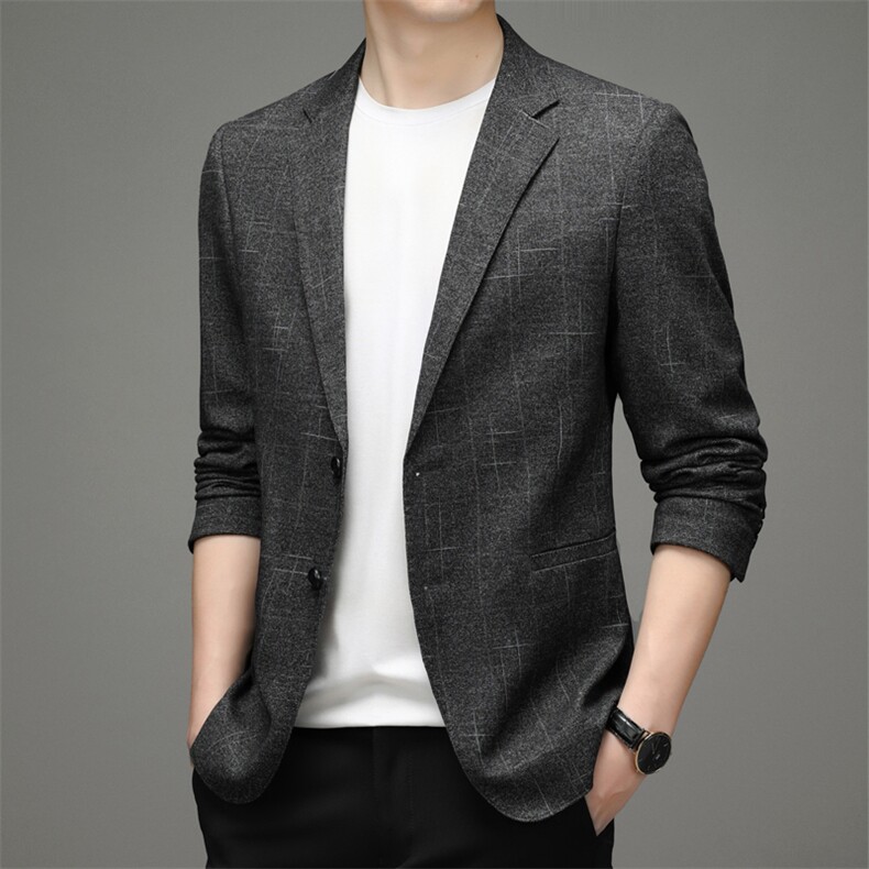 男士2023秋季新款长袖外套便服纯色青年宽松西装西服HBDH923-P165图片