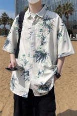 精品花衬衫大码男短袖夏季痞帅休闲上衣服外套翻领衬衣A012/P35，男装衬衫，电商A012