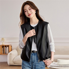 【春季女装新款】2026大量现货时尚洋气百搭皮衣马甲外套，女装皮衣，缘衣格