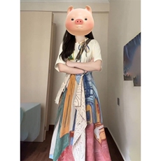 韩系复古梵高不规则半身裙子搭配短袖t恤2025复古文艺女两件套装，男装T恤，星座1210-1