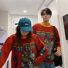 韩版复古加厚宽松情侣ins半高领毛衣针织衫男女T008-P80，男装针织衫/毛衣，星座1501
