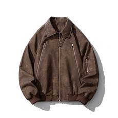 白底扎染做旧面料双拉链情侣皮衣大码M-5XL夹克男JK77867P90控148，男装夹克，星座227-7