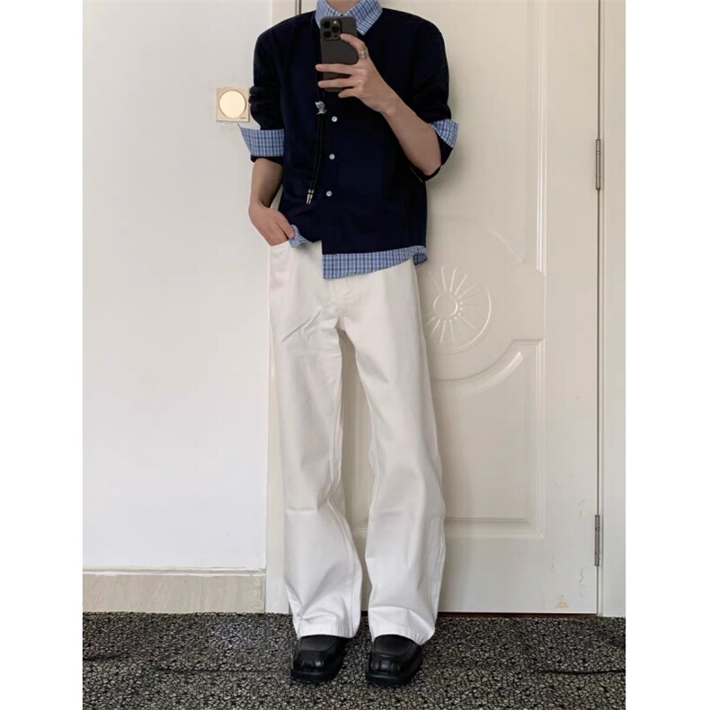 现货蓝色格子拼接翻领长袖上衣情侣款男女假两件衬衫CX03-TP45,男装衬衫,星座910A