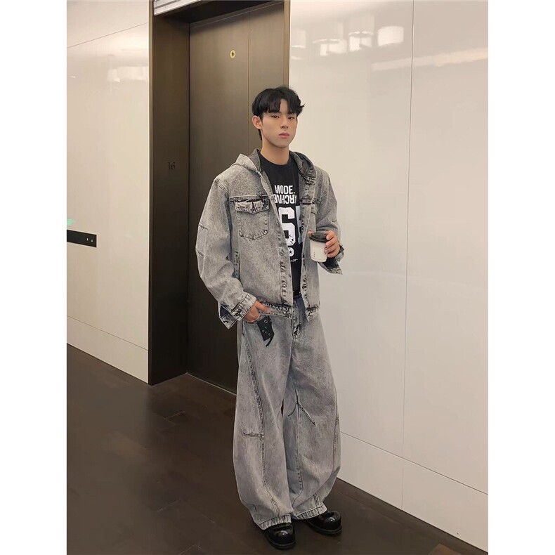 1506/QJ440/P80复古连帽牛仔夹克男女春秋美式高街工装痞帅,男装夹克,星座1506