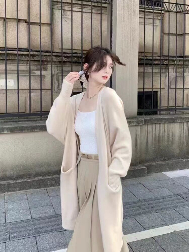 时尚百搭女士羊毛开衫秋冬必备简约长款外套,女装羊毛衫,梵泰羊绒