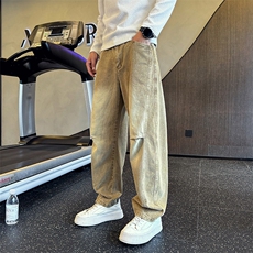 新款藤黄色水洗复古做旧休闲牛仔裤男潮流宽松A368-K20558-P88，男装牛仔裤，电商A368