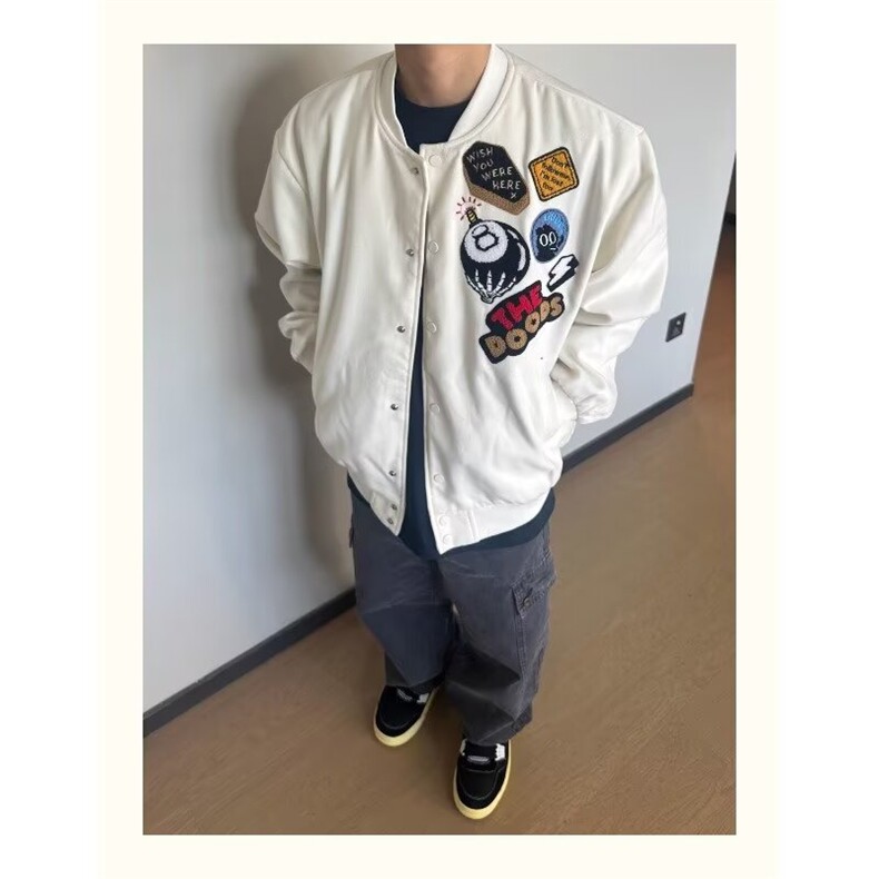 J9986-P65高街潮牌毛呢棒球服毛巾绣宽松夹克,男装夹克,星座617A-2