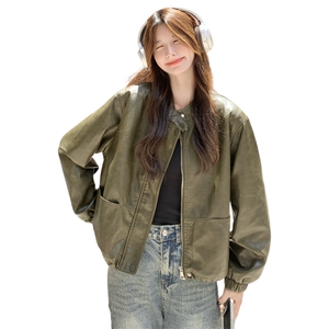 美式复古短款皮衣外套女春秋2025新款又飒又酷机车服PU夹克巨好看图片