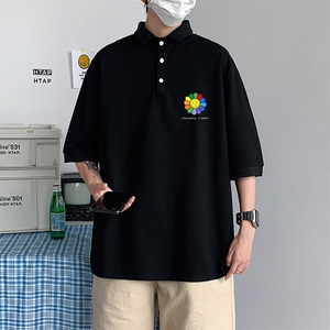 PL57101-P35 翻领短袖polo衫男大码胖子半袖t恤男有领保罗衫 模特图片