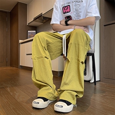 褶皱休闲裤男女韩版潮流帅百搭宽松2025夏季新款ins长裤K5662-P43，男装休闲裤，星座412-2
