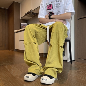 褶皱休闲裤男女韩版潮流帅百搭宽松2025夏季新款ins长裤K5662-P43图片