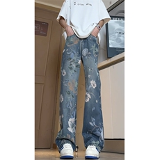 女装类目《现货主推》满印花个性裤子GXX18-P65控88，女装牛仔裤，电商C303A
