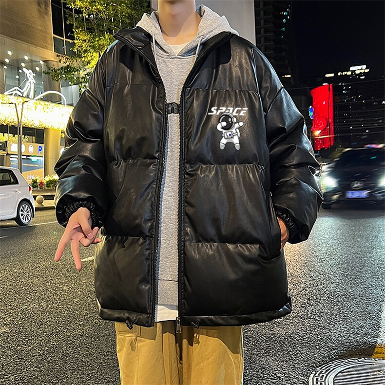冬季加厚款PU皮港风棉服简约百搭棉袄XZ102A-4-5139-P115,男装棉衣,星座211-2