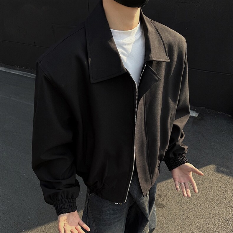 HJ97-P66美式cleanfit翻领垫肩行政夹克男春秋季款情侣,男装夹克,电商B323A